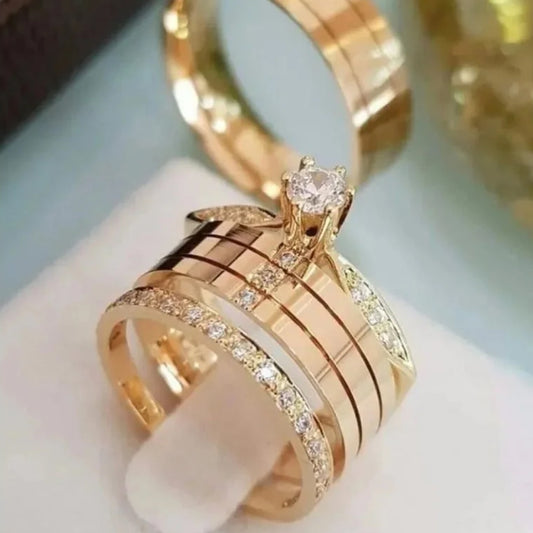 Combo Alianca Banhada Ouro 24K Anatomica 6Mm COM PEDRA 10 Anos De Garantia A6000 Solitario Liso Copia