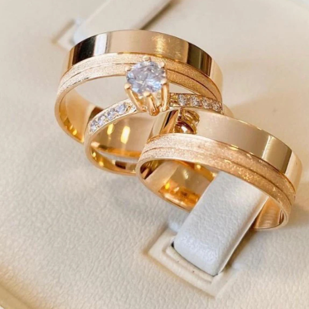 Combo Alianca Tungstenio Luxo 8Mm Sem Pedra Solitario Cravejado 2 Anos Garantia