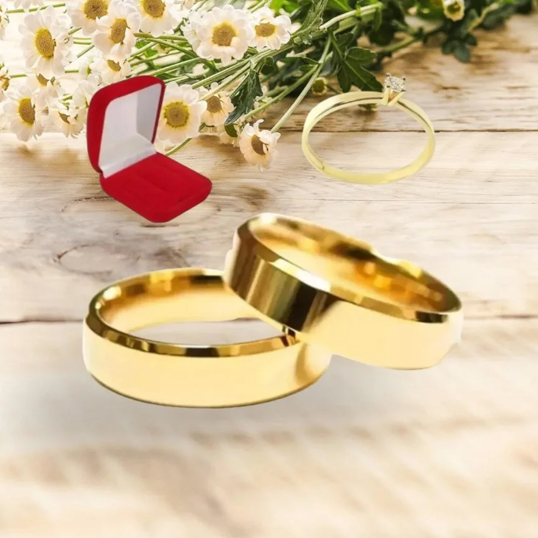 Par Alianca Casamento Ouro 10K 4Mm 6 Gramas O Par P5