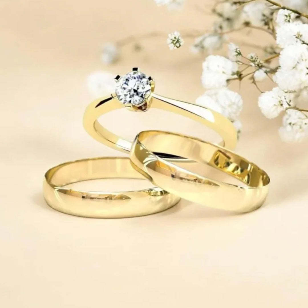 Par Alianca Casamento Ouro 10K 4Mm 6 Gramas O Par N4