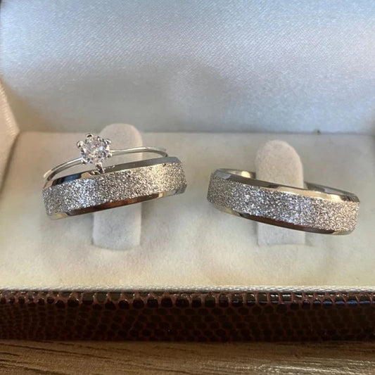 Combo Alianca De Compromisso Diamantada Delux 6Mm Solitario Liso 2 Anos De Garantia