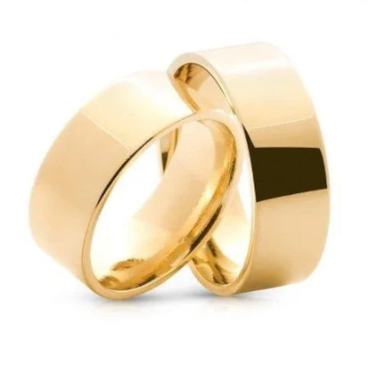 Alianca Tungstenio Banhada Ouro 18K Reta 6Mm Par 2 Anos De Garantia