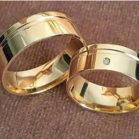 Alianca Banhada Ouro 24K Anatomica Par 10 Anos De Garantia Modelo Pirlo