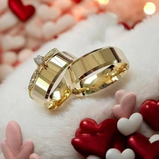 Par Alianca Casamento Ouro 10K 6Mm 10 Gramas Par M3