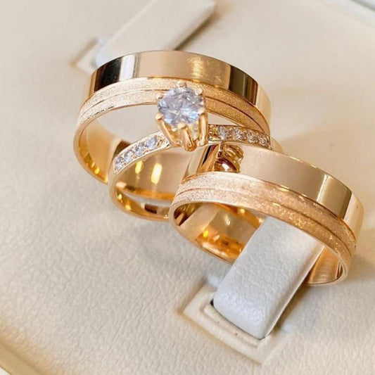 Combo Alianca Moeda Antiga Forro Luxo Sem Pedra Solitario Cravejado 1 Ano Garantia