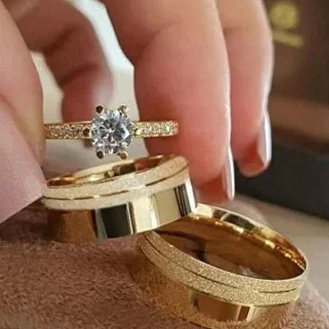 Combo Alianca De Moeda Antiga Forro Luxo 8Mm Novidade Anel Solitario Cravejado 2 Anos De Garantia