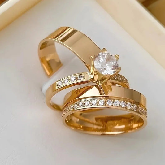 Combo Alianca Mega 6Mm De Moeda Antiga Forro Com Entrega Full Anel Solitario Cravejado 2 Anos De Garantia