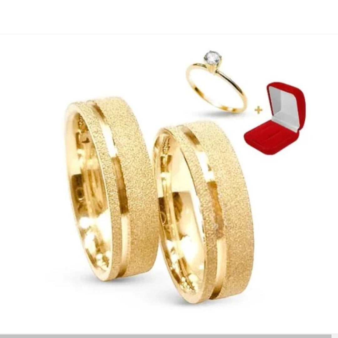 Combo Alianca Tungstenio 8Mm Mg Solitario Liso 1 Ano Garantia