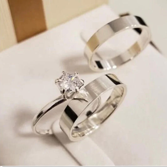 Combo Alianca Prata R57 4Mm Anel Solitario Liso 2 Anos De Garantia