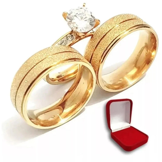 Combo Alianca Tungstenio D6 Sem Pedra Solitario Cravejado 1 Ano Garantia