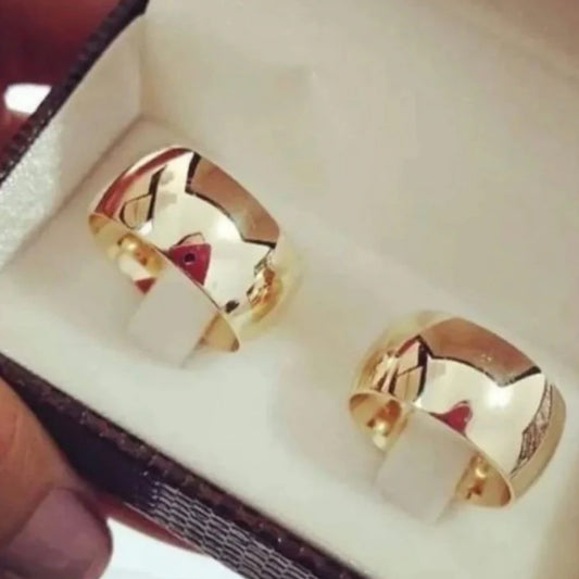 Alianca Tradicional 10Mm Banhada Ouro 24K Anatomica Par 2 Anos De Garantia