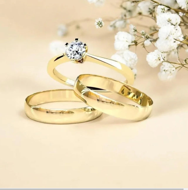 Par Alianca Casamento Ouro 10K 4Mm 6 Gramas O Par L4