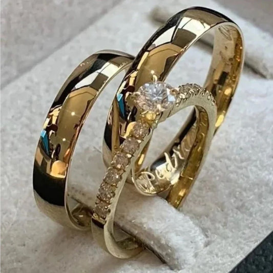 Combo Alianca Moeda Antiga Forro Tradicional 4mm SEM PEDRA Solitario Cravejado 2 Anos De Garantia