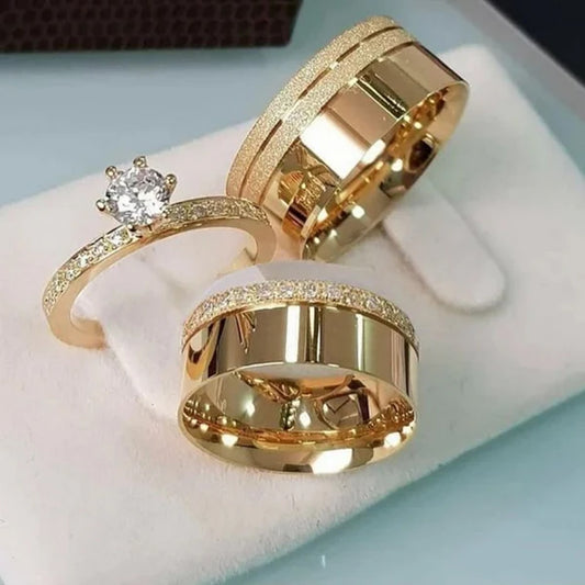 Combo Alianca Moeda Antiga 8Mm Forro LUXO NOVA Solitario Cravejado + aparador 1 Ano Garantia