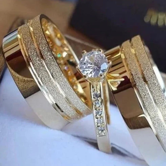 Combo Alianca Banhada Ouro 24K Anatomica 10 Anos Garantia Honduras Luxo Solitario Cravejado