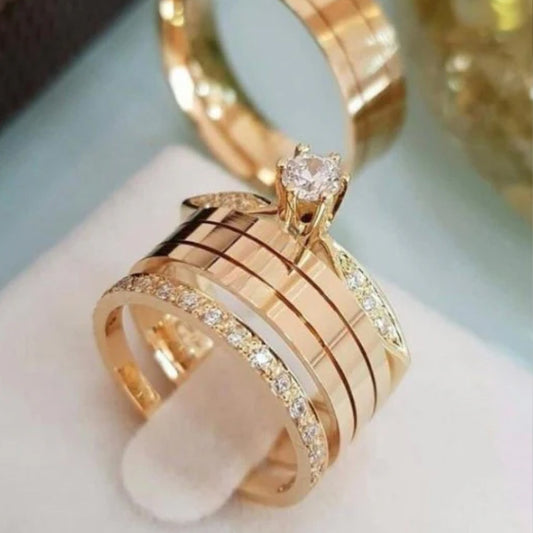 Combo Alianca Tungstenio 6Mm A6000 Sem Pedra Solitario Cravejado Aparador 2 Anos De Garantia