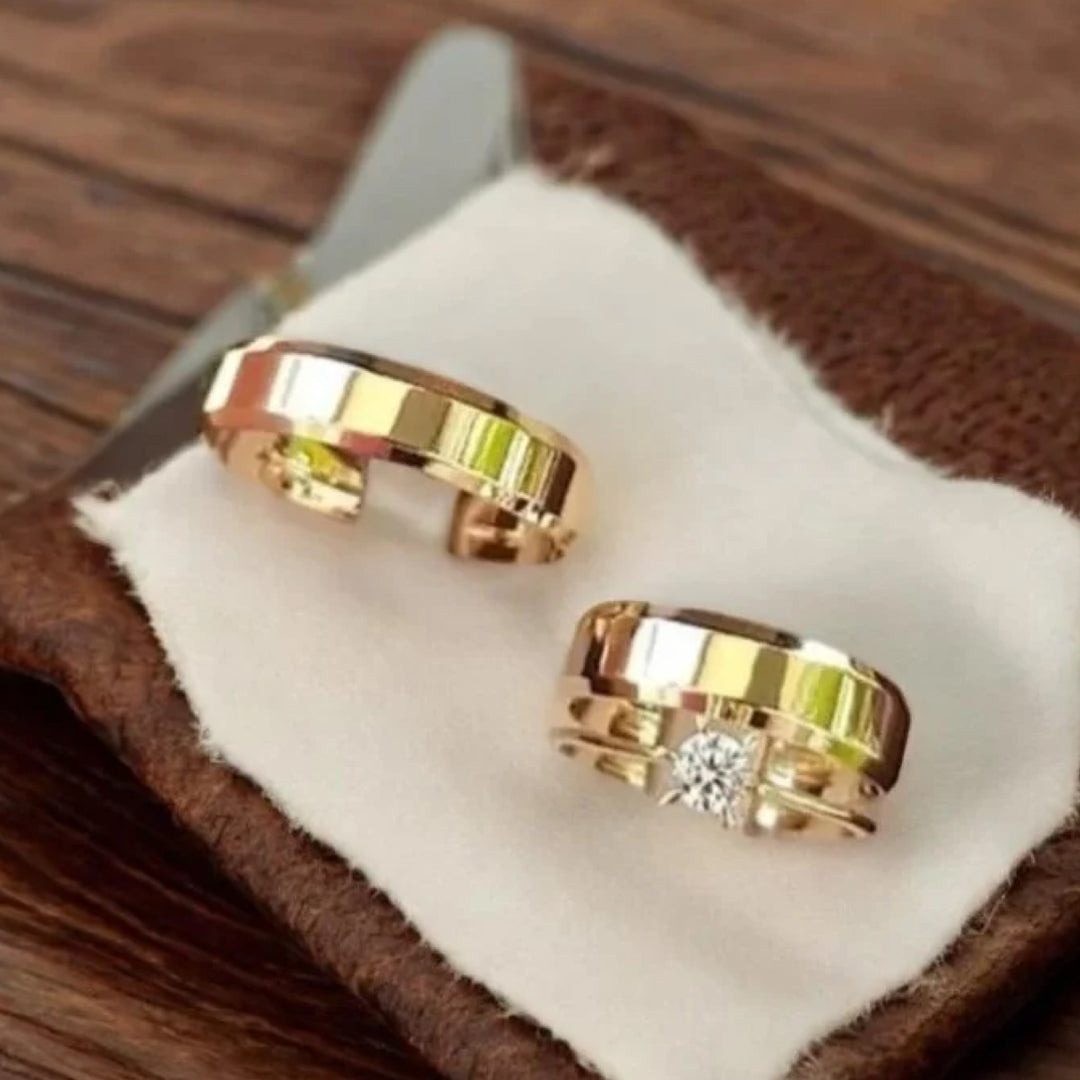 Combo Alianca Casamento Ouro 10K 6Mm 10 Gramas Par M3 Solitario Liso