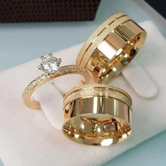 Combo Alianca Moeda Antiga 8Mm Forro Luxo Sem Pedra Solitario Cravejado 1 Ano Garantia 1