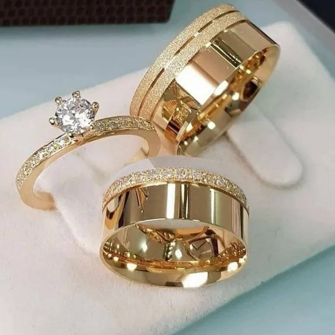 Combo Alianca De Moeda Antiga 8Mm Forro Com 1 Aparador Solitario Cravejado