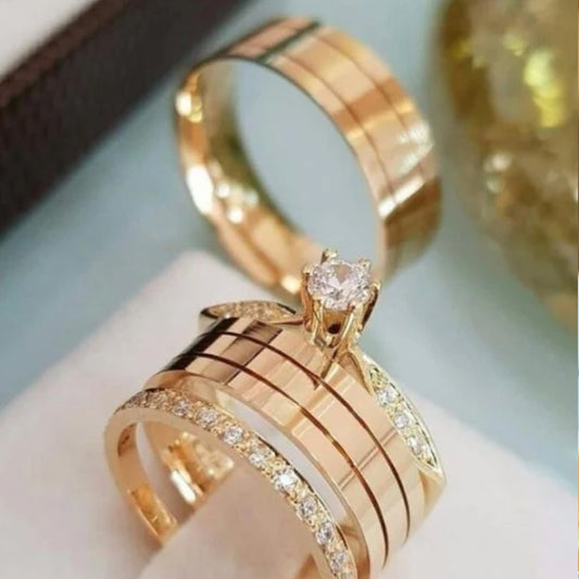 Combo Alianca Moeda Antiga 8Mm Forro A6000 Sem Pedra Solitario Cravejado Aparador 1 Ano Garantia