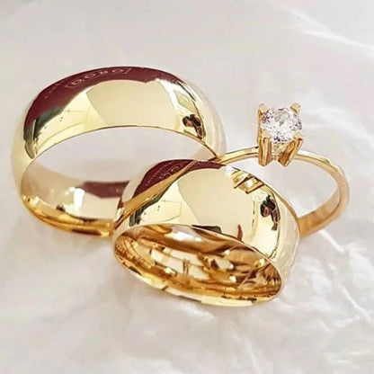 Combo Alianca Moeda Antiga Forro Anatomica Mod Tradicional 6Mm Solitario Liso 2 Anos De Garantia