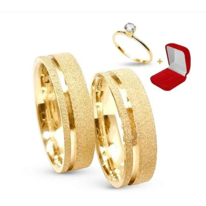 Combo Alianca Moeda Antiga 8Mm Forro Minas Sem Pedra Solitario 1 Ano Garantia