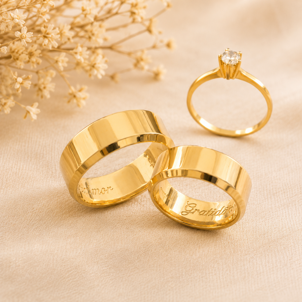 Par Alianca Casamento Ouro 10K 6Mm 10 Gramas Par P3