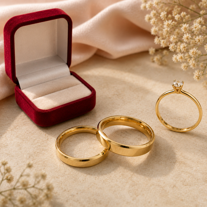 Par Alianca Casamento Ouro 10K 4Mm 6 Gramas O Par P5