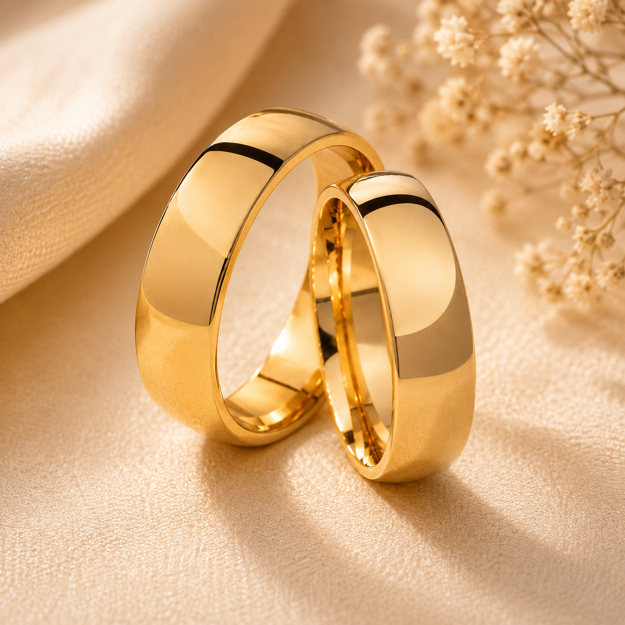 Par Alianca Casamento Ouro 10K 6Mm 10 Gramas Par L1