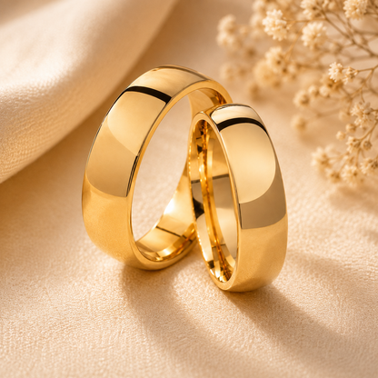 Par Alianca Casamento Ouro 10K 6Mm 10 Gramas Par L1