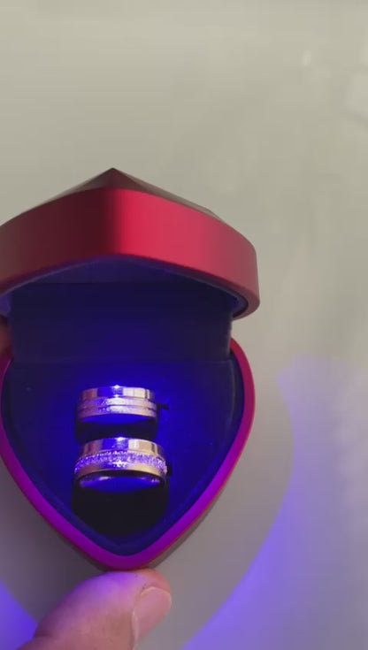 Caixa Porta Aliança Luxo Coração Vermelho com Led