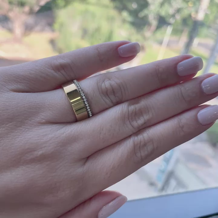 Combo Alianca Moeda Antiga 8Mm Forro LUXO NOVA Solitario Cravejado + aparador 1 Ano Garantia