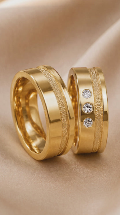 Par de Alianças Elegance em Ouro 10K 6Mm 10 Gramas + Solitário